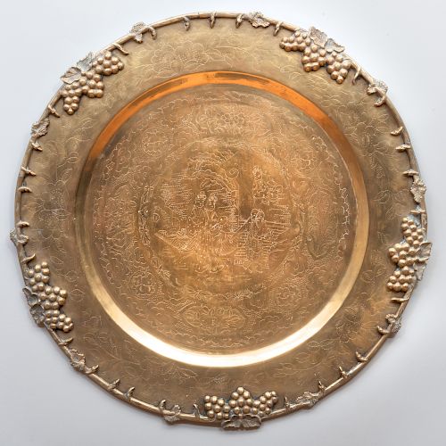Chinese Engraved Brass Tray