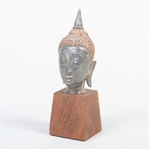 Small Thai Bronze Head of Buddha