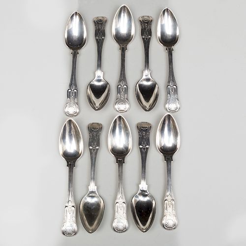 Set of Ten Early American Silver Teaspoons