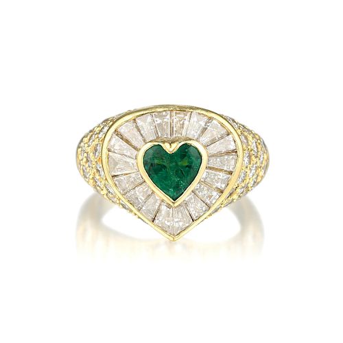Van Cleef & Arpels Emerald and Diamond Heart Ring
