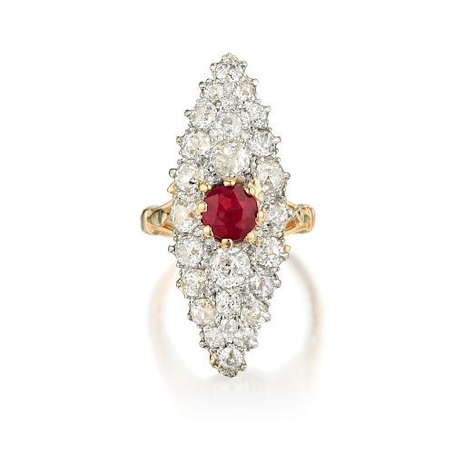Antique Edward Farrell Ruby and Diamond Ring