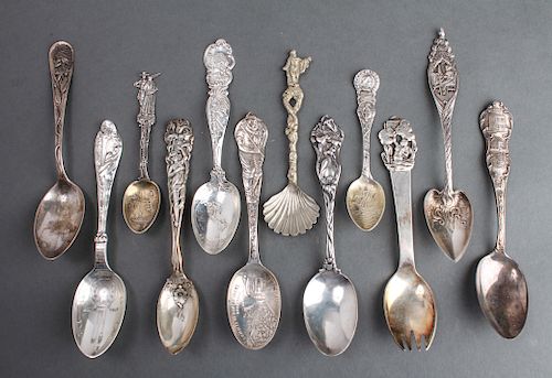 Silver Figural Tea Spoons Assorted Group of 12