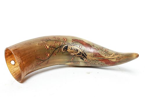 Japanese Lacquer Painted Ox Horn