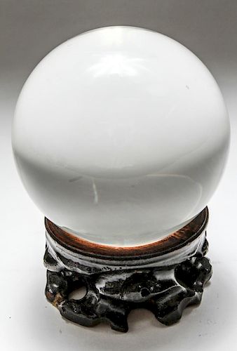 Crystal Ball in Carved Ebonized Stand
