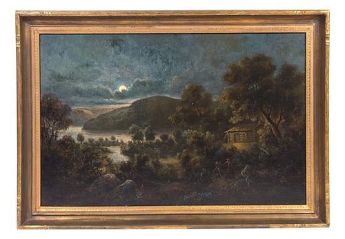 Otto Sommer, (American, 1811-1911), Moonlit Landscape