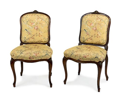 A Pair of Louis XV Style Carved Rosewood Chaises
