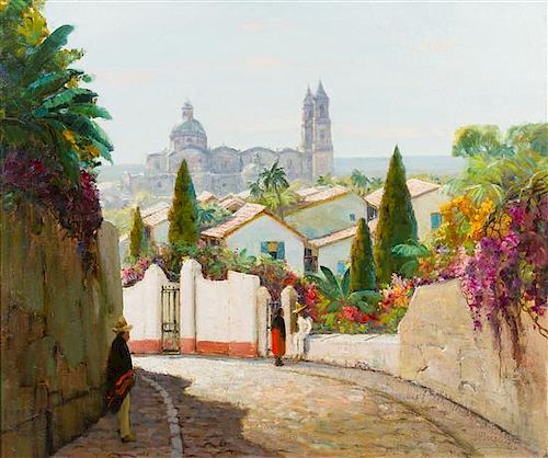 Anthony Thieme, (American, 1888-1954), Taxco Cathedral