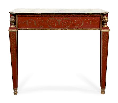 An Empire Style Red-Painted Console