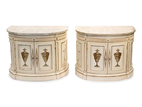 A Pair of Neoclassical Style Painted Cabinets