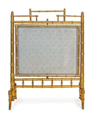 A Louis Philippe Style Giltwood Faux Bamboo Firescreen