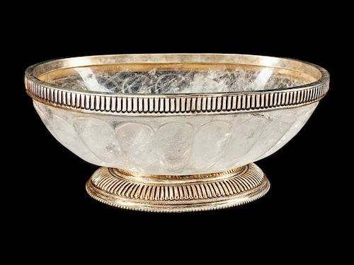 A Silver-Mounted Rock Crystal Bowl