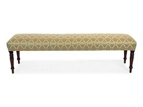 An English Upholstered Mahogany Bench