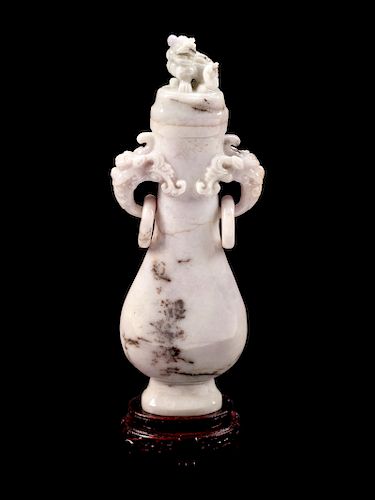 A Chinese Carved Jade Covered Urn