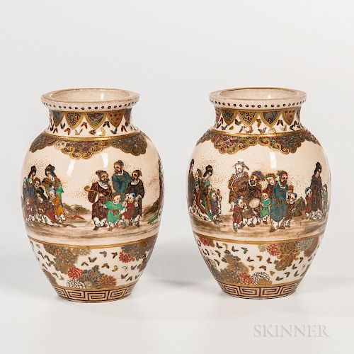 Pair of Small Satsuma Vases