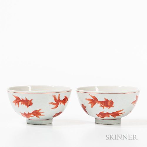 Pair of Iron Red Bowls