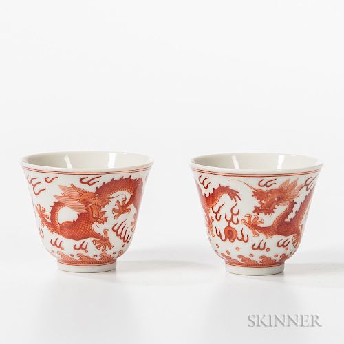 Pair of Iron Red Dragon Wine Cups