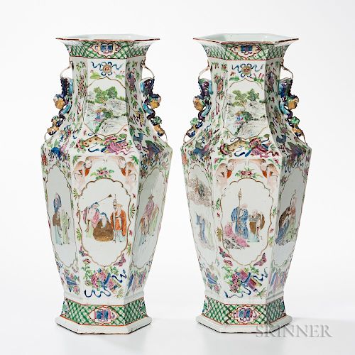 Pair of Polychrome Enameled Vases