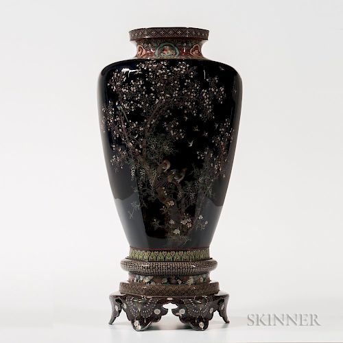 Large Cloisonne Vase and Stand
