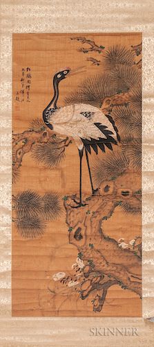 Hanging Scroll Depicting a Crane on a Pine