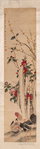 Hanging Scroll Depicting Peach Roses