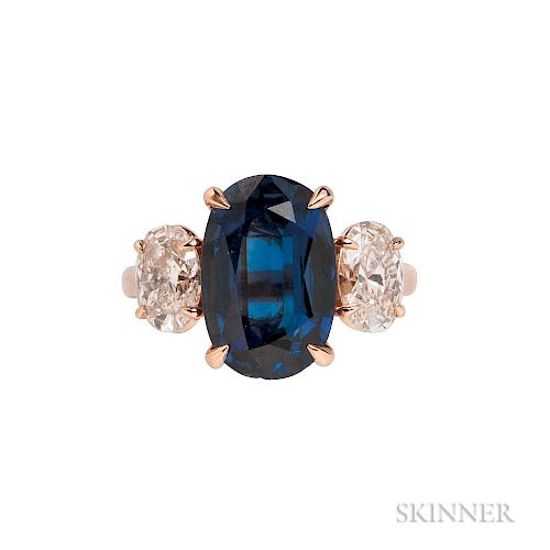 18kt Rose Gold, Sapphire, and Diamond Ring