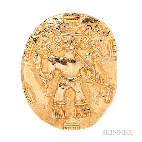 18kt Gold "Aztec" Pendant/Brooch, Cartier