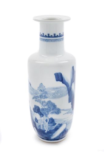 A Small Blue and White Porcelain Rouleau Vase
Height 11 in., 28 cm. 