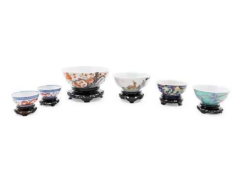 Six Porcelain Bowls
Largest: 8 1/2 in., 22 cm. 