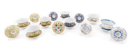 Eight Porcelain Tea Cups and Stands
Largest: diam 3 1/8 in., 8 cm. 