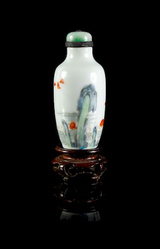 A Famille Rose Porcelain Snuff BottleHeight 2 in., 5 cm. 