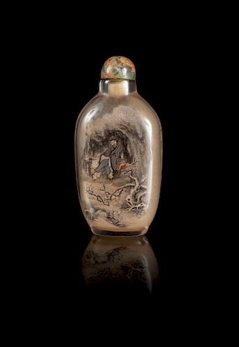 An Inside Painted Glass Snuff Bottle
Height 2 5/8 in., 7 cm. 