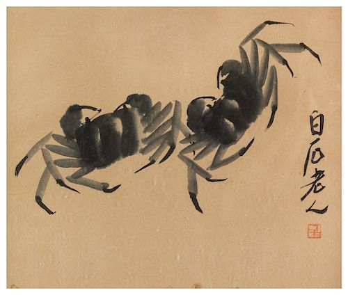 Attributed to Qi Baishi
Image: height 11 3/4 x 14 3/4 in., 30 x 37 cm. 