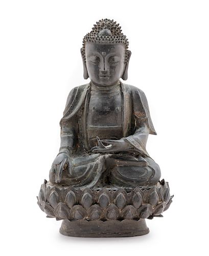 A Bronze Figure of Buddha Shakyamuni
Height 9 in., 23 cm. 