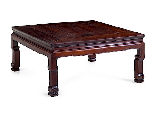 A Hardwood Square Kang Table
Height 13 3/4 x length 29 5/8 x width 29 3/8 in., 35 x 75 x 75 cm.