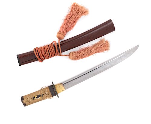 A Japanese Wakazashi
Blade length 12 3/8 in., 31 cm. Overall length 17 5/8 in., 45 cm.