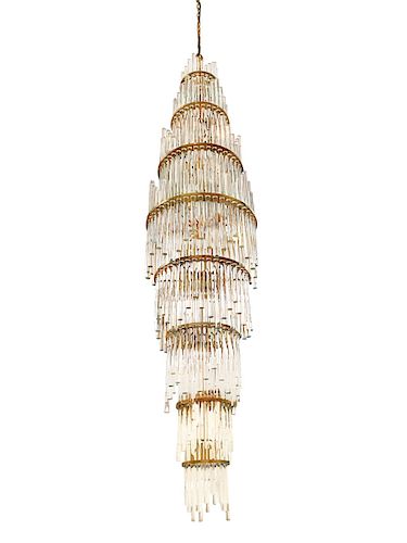 Austrian Crystal and Brass Chandelier by Christoph Palme