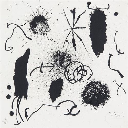 * Joan Miro, (Spanish, 1893-1983), Proof of the Black Plate (from Je Travaille Comme un Jardinier), 1964