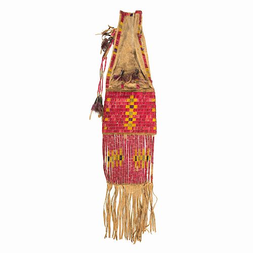 Sioux Quilled Hide Tobacco Bag, From the James B. Scoville Collection