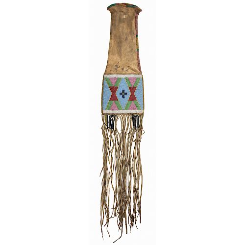Apsaalooke [Crow] Beaded Hide Tobacco Bag, From the James B. Scoville Collection