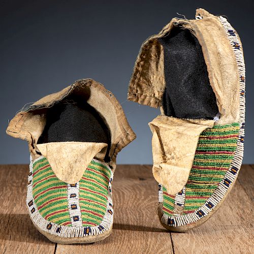 Sioux Beaded Hide Moccasins, From the James B. Scoville Collection