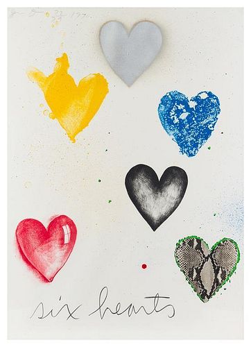 Jim Dine, (American, b. 1935), Six Hearts, 1970