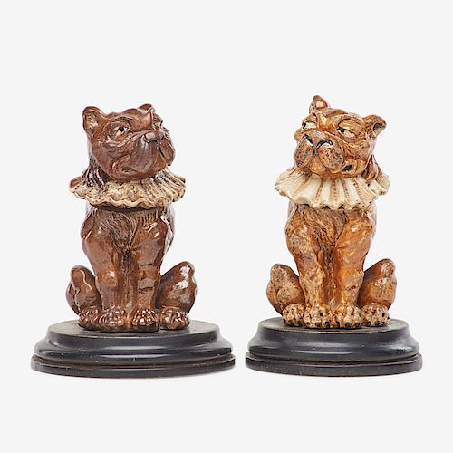 MARTIN BROTHERS Two Toby dog tobacco jars