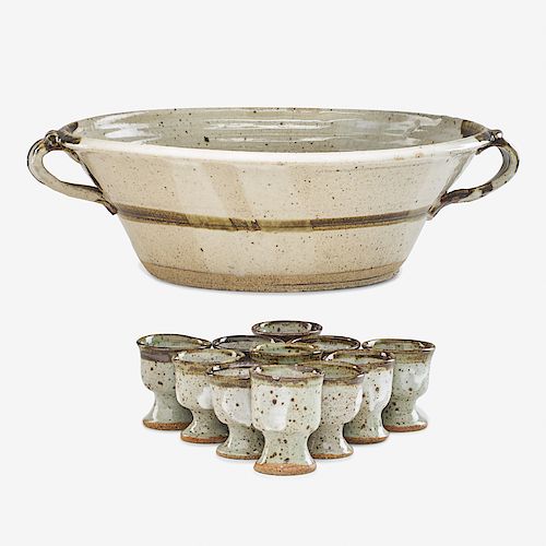 BETTY WOODMAN Punch bowl and 11 cups