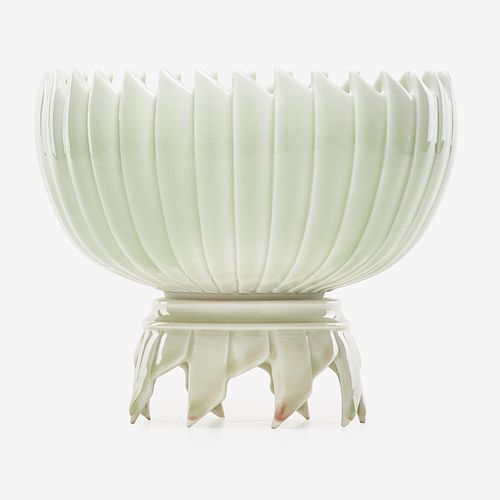 CLIFF LEE Celadon bowl on stand