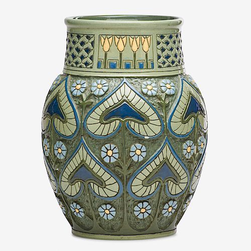 ROSEVILLE Della Robbia reticulated vase