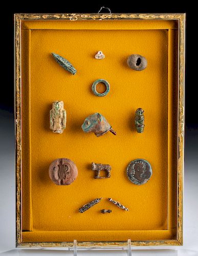12 Framed Egyptian, Roman, & Medieval Items