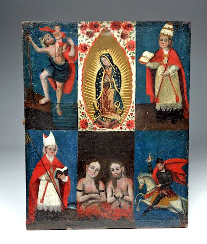 18th C. Mexican Painting - Virgin of Guadalupe & More
