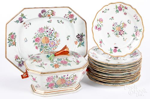 French porcelain platter, tureen and eleven plates