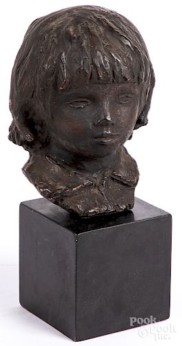 Terra cotta bust of a young girl, after Renoir