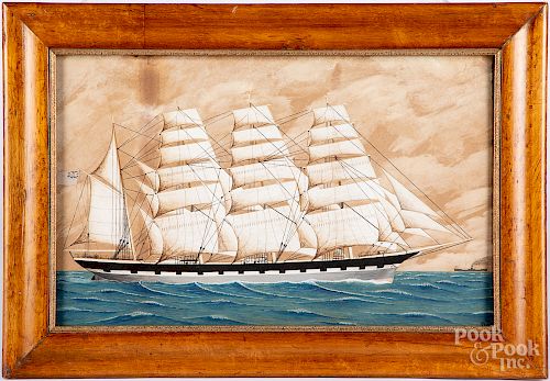 Watercolor and gouache of a British ship
